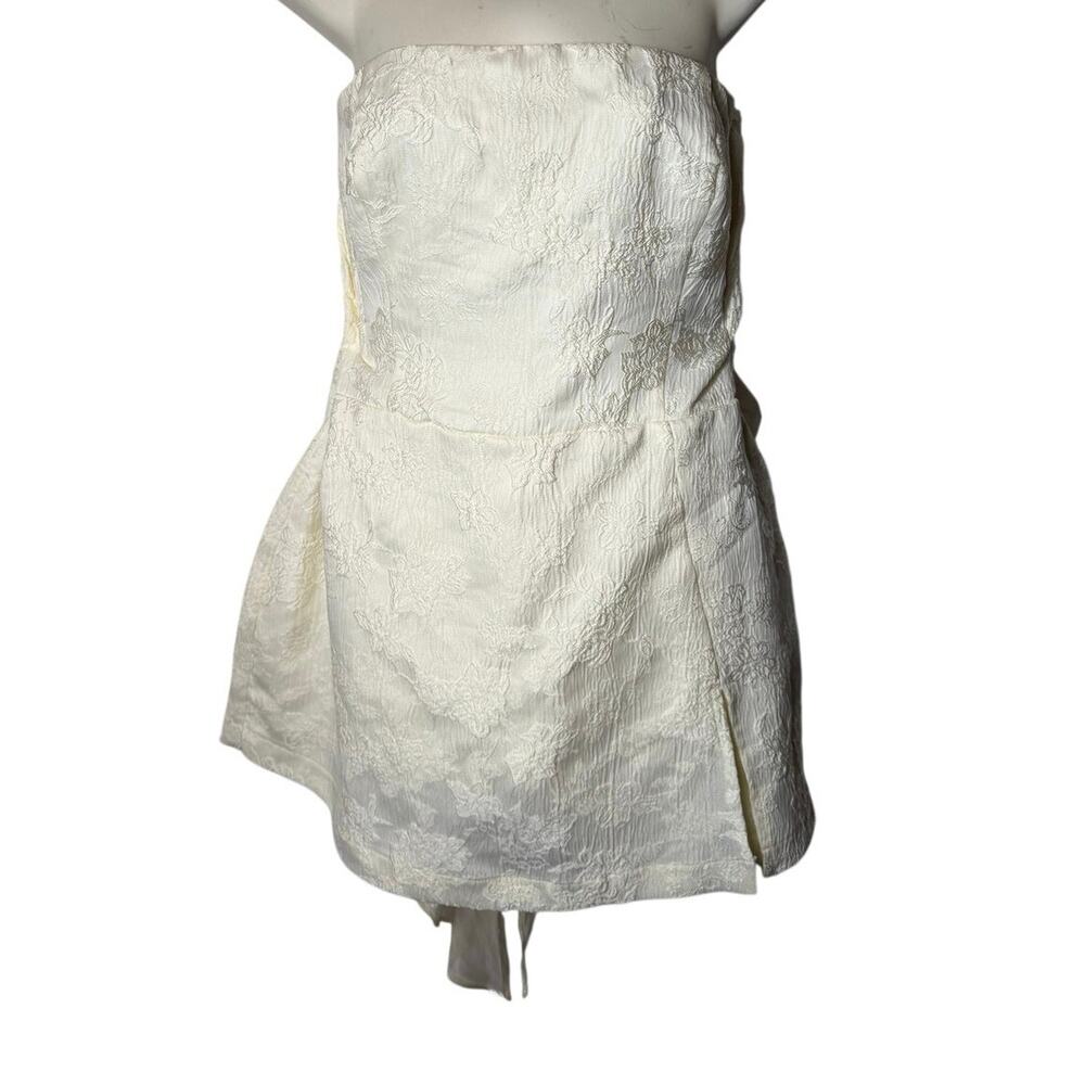 NWT Lulus XL Charming Ideal Ivory Floral Jaquard Organza Bow Back Romper Bridal - Picture 3 of 11